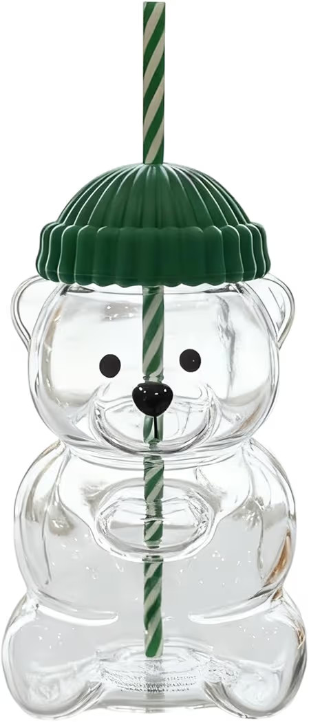 New Bear Straw Cup, Cute Bear Glass Cup With Straw, 2025 Cute Coffee Mugs, Glass Bears Cups, Coff... | Amazon (US)