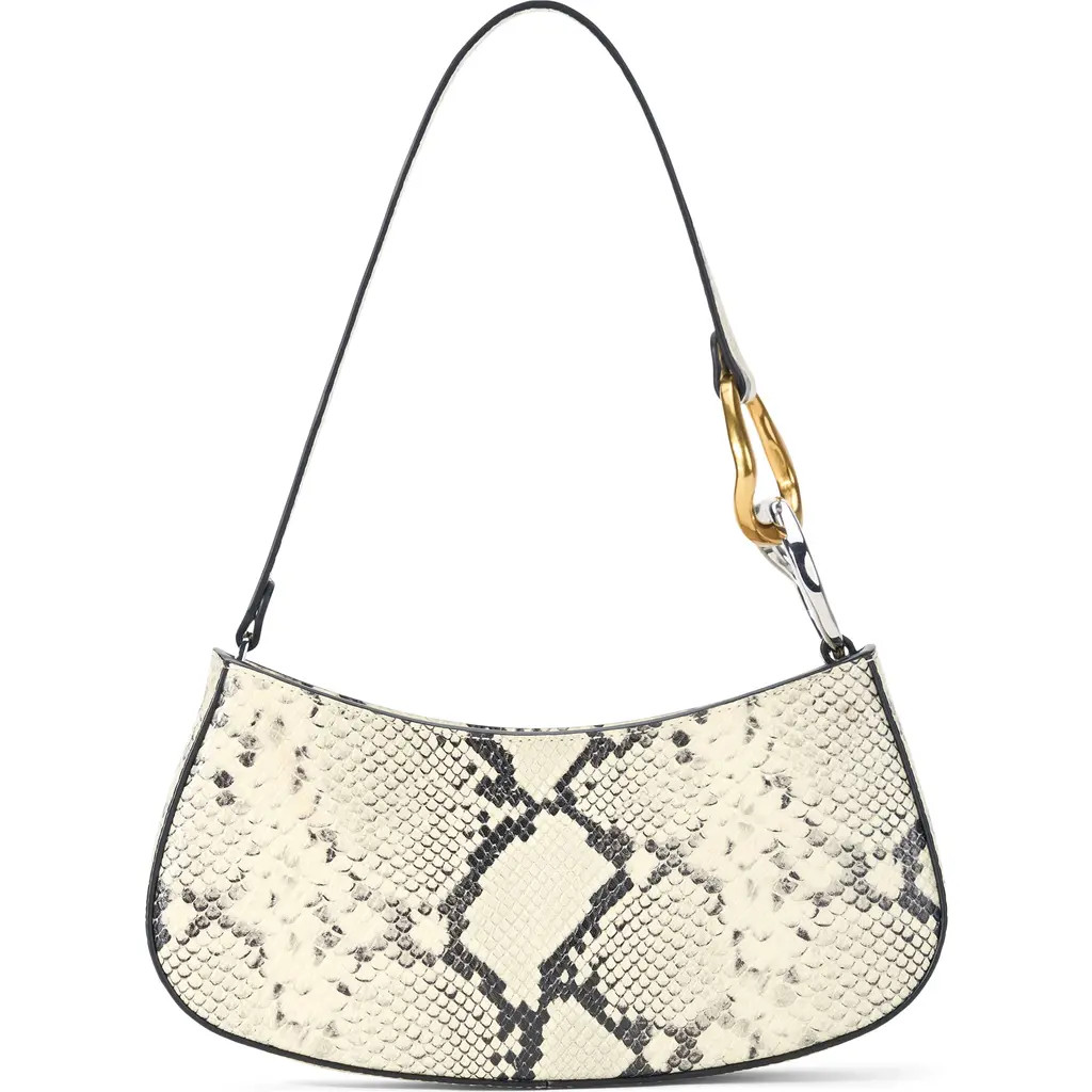 STAUD Ollie Leather Shoulder Bag in White Snake at Nordstrom | Nordstrom
