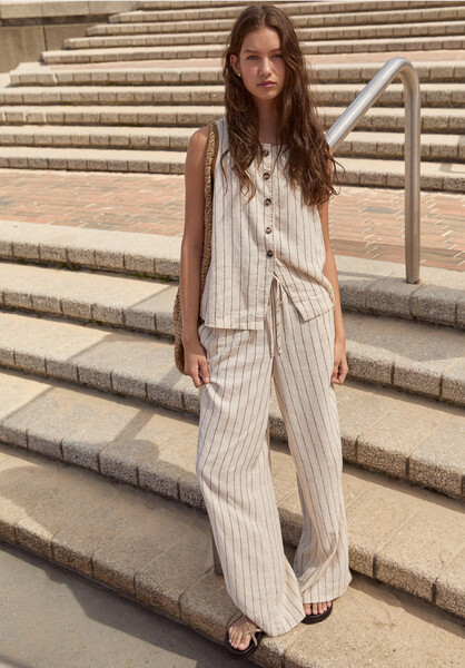 Linen Blend Petunia Wide Leg Trousers | Hush UK