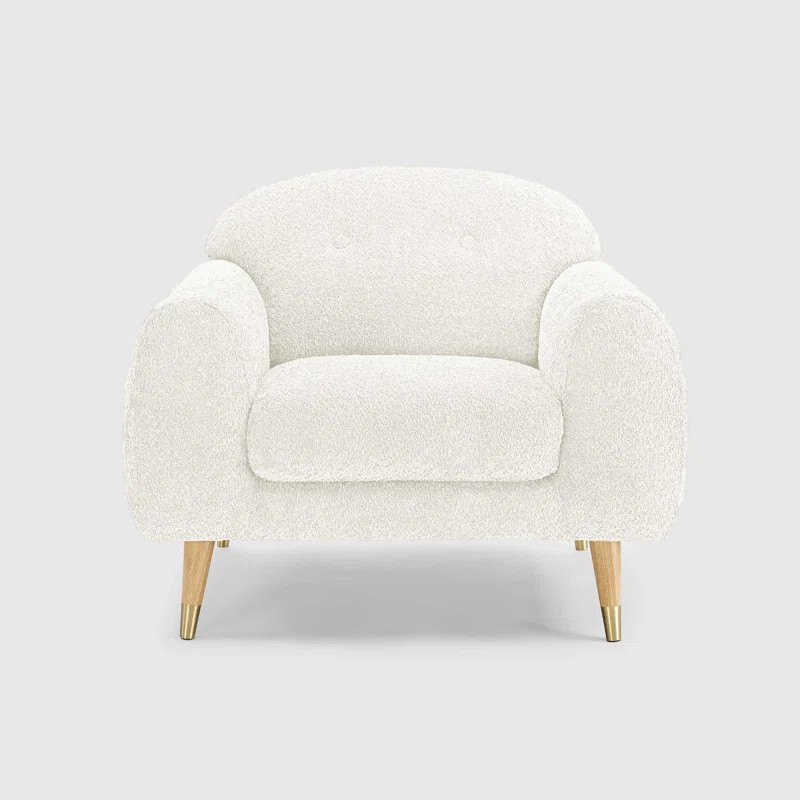 With its Boucle upholstery, button tufting, and retro silhouette, this armchair features mid-cent... | Wayfair North America