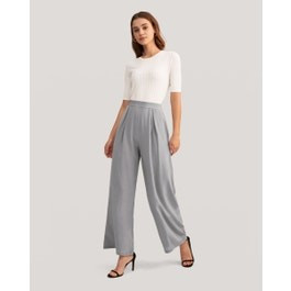 Smooth Silk Wide Leg Cropped Pants | LilySilk
