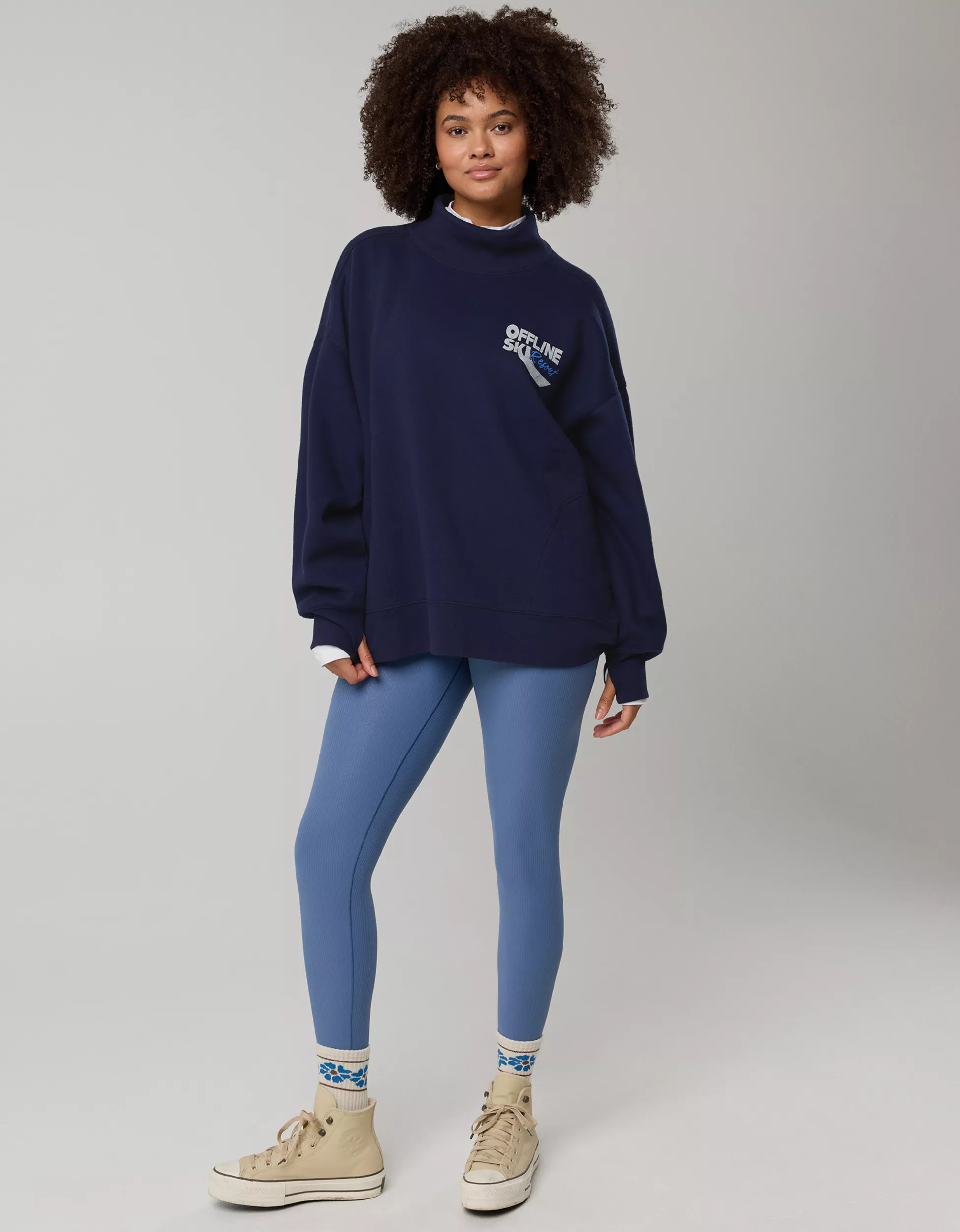 OFFLINE By Aerie Cloud Fleece Oversized Mockneck Sweatshirt | Aerie