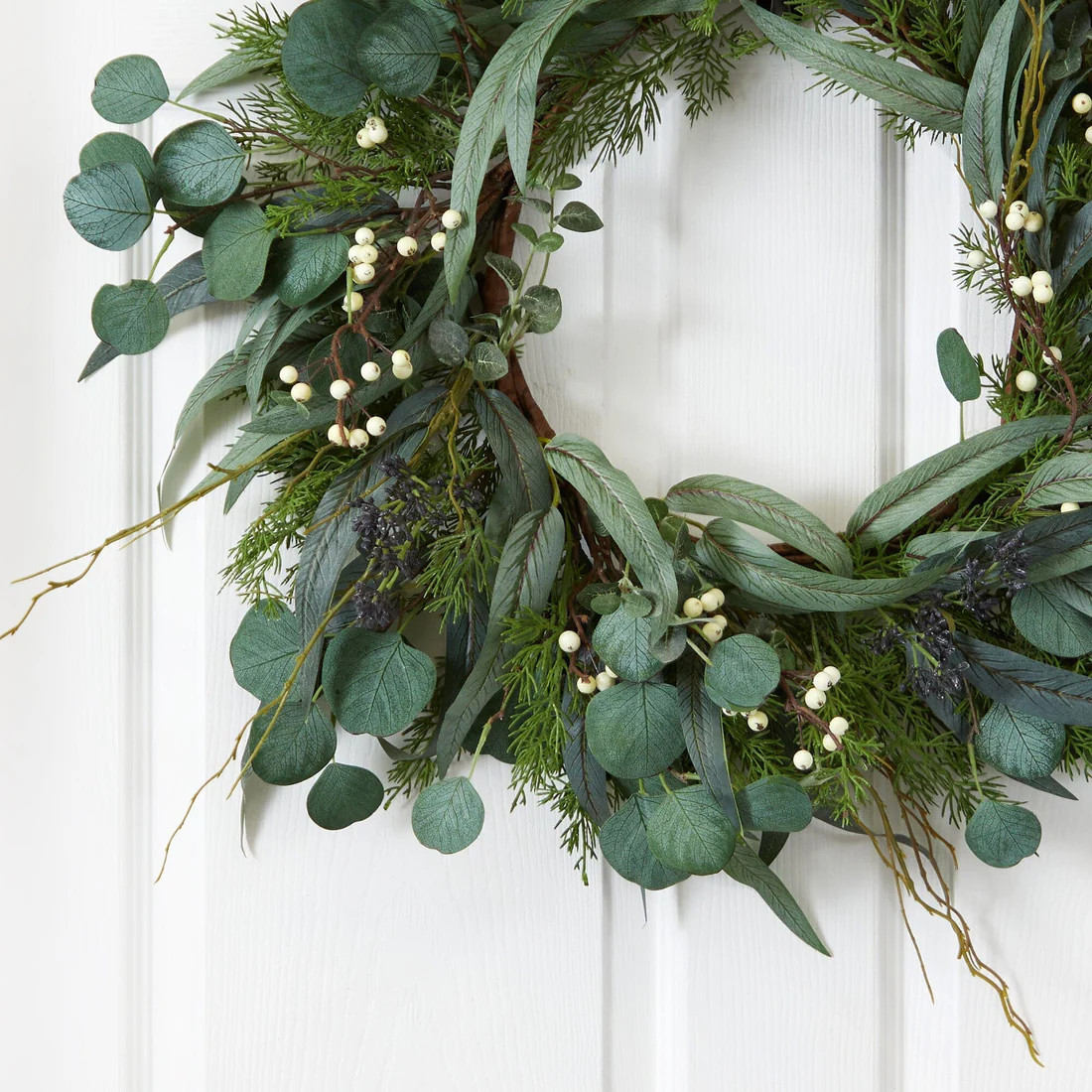 24\u201d Eucalyptus and Mixed Greens Artificial Wreath | Nearly Natural | Nearly Natural