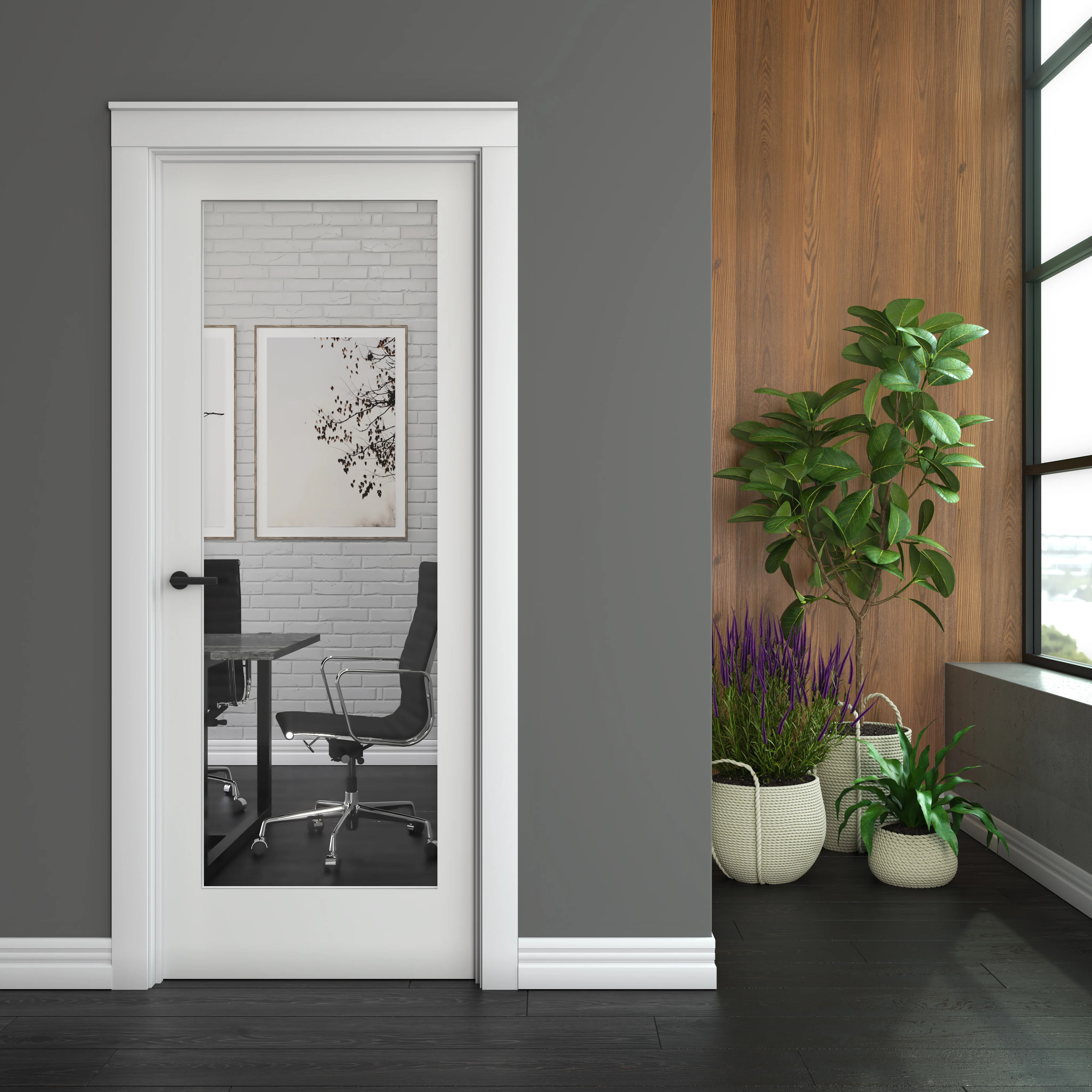 80'' Solid Wood Glass Primed Slab Door | Wayfair North America