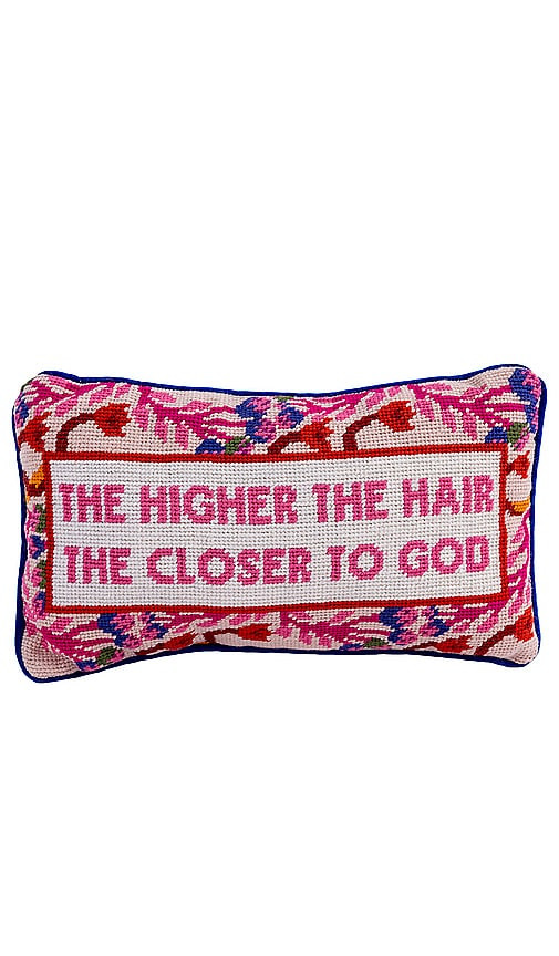 Furbish Studio Higher The Hair Needlepoint Pillow in Pink. | Revolve Clothing (Global)