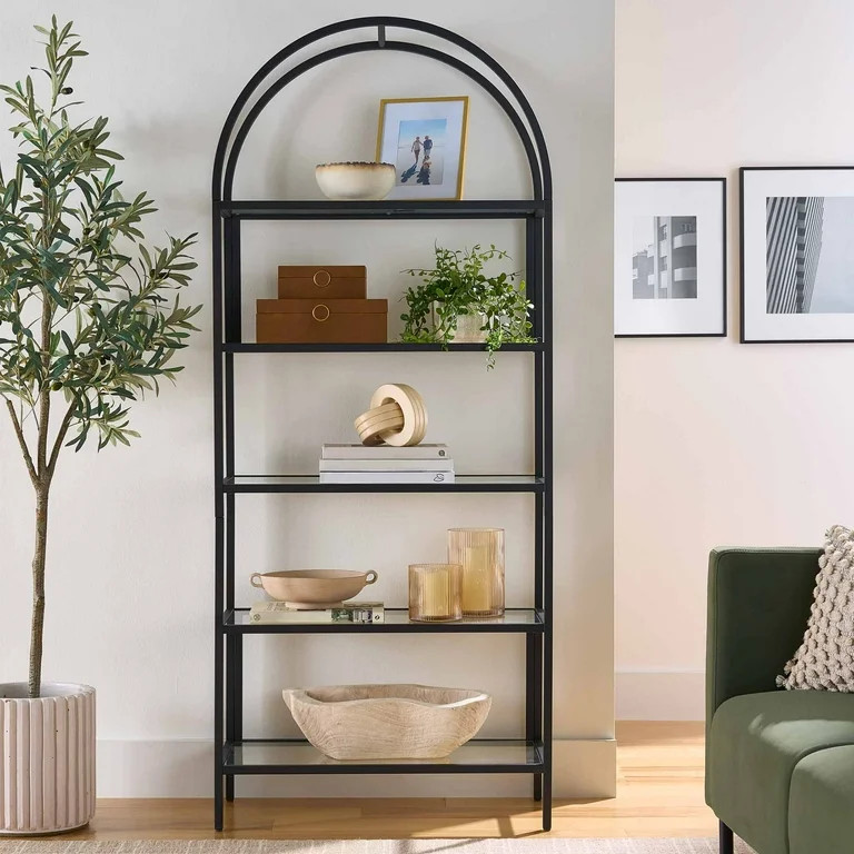 Better Homes & Gardens Nola Arch Bookshelf, Black Finish | Walmart (US)