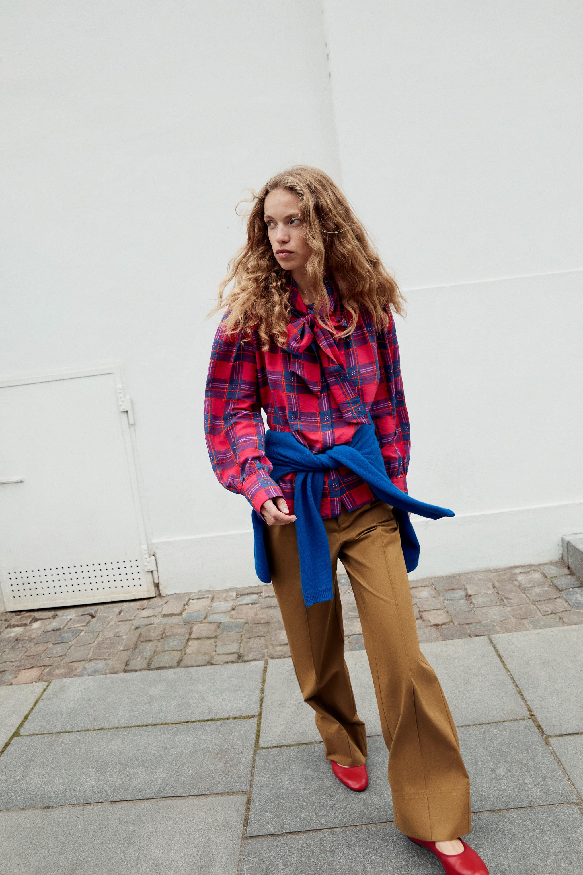 PLAID TIE-FRONT SHIRT | Zara US