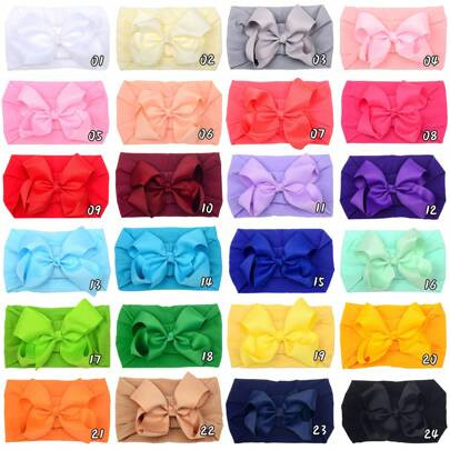 20/24 Pcs Baby Girls Bows Headbands Nylon Hairbands Ribbon Bow Elastic Hair Accessories For Newborns Infants Toddlers And Kids Love Valentine | SHEIN