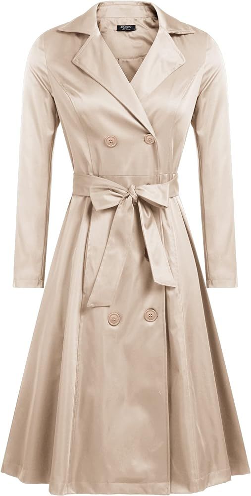 Women's Trench Coats Double-Breasted Long Coat with Belt | Amazon (US)