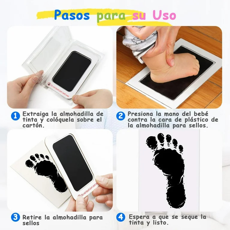GIRACOA 4 Pieces Baby Footprint Handprint Kit, Safe Non-Toxic Inkless Baby Ink Pad with 12 Cards | Walmart (US)