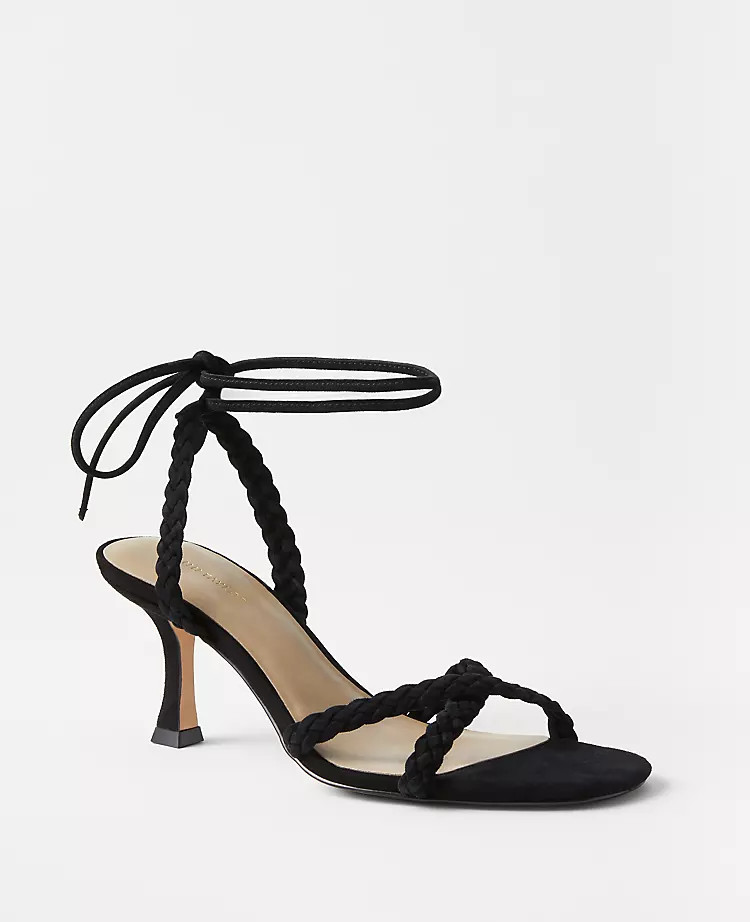 Suede Braided Ankle Wrap Sandals | Ann Taylor | Ann Taylor (US)