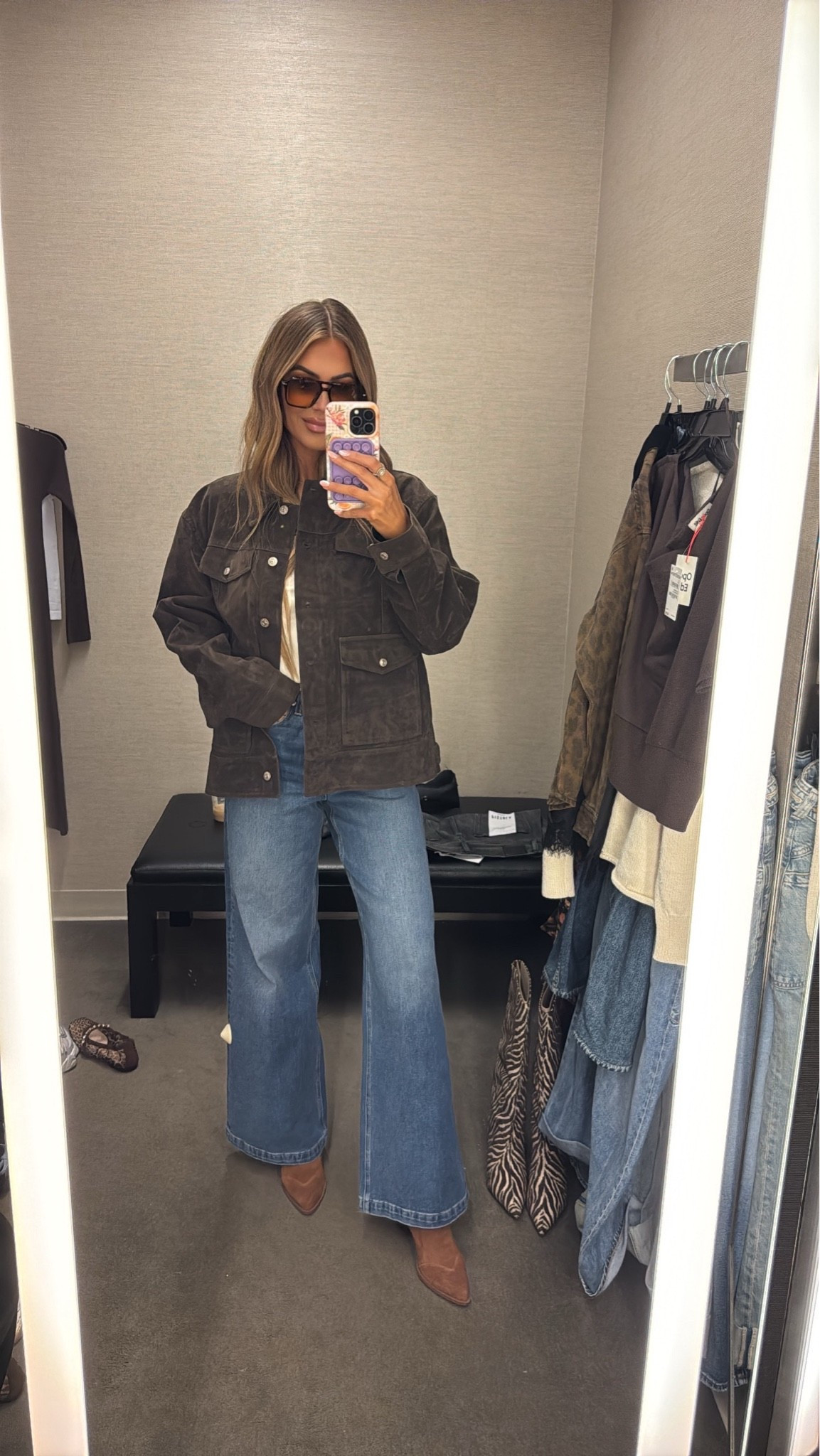 love this dark brown suede jacket from the #nsale wearing a size small in tops and 27 in the jeans

#LTKSaleAlert