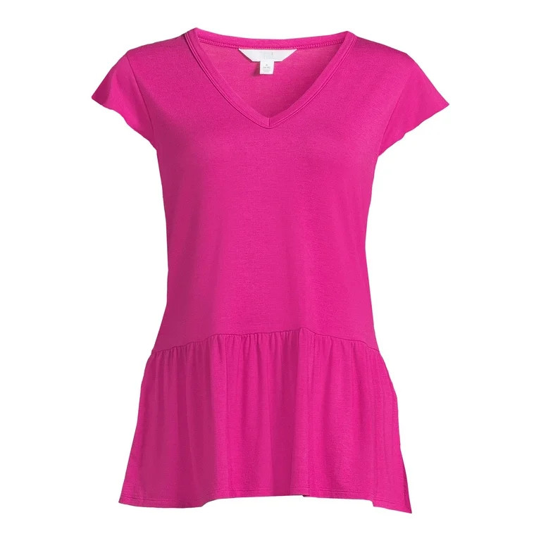Time and Tru Women's Peplum Hem T-Shirt | Walmart (US)