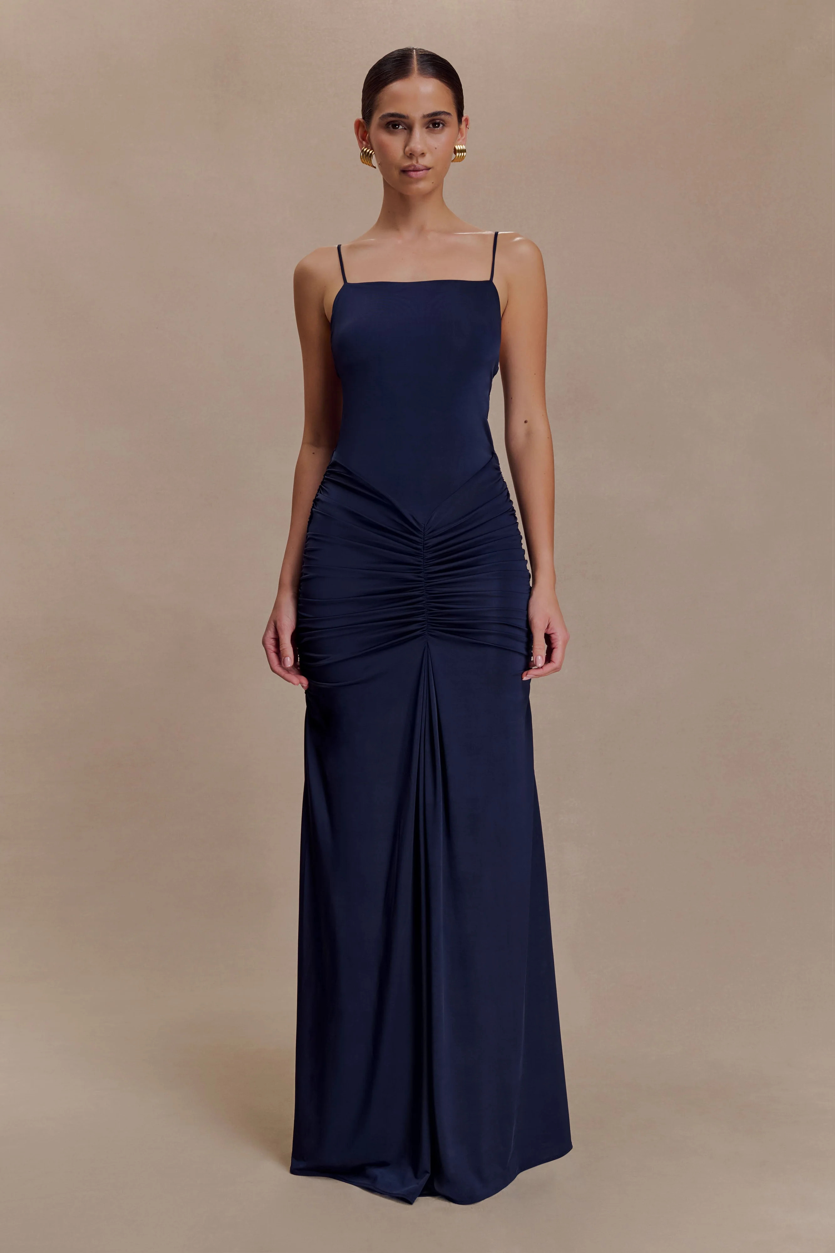 Roisin Slinky Maxi Dress - Navy | MESHKI US