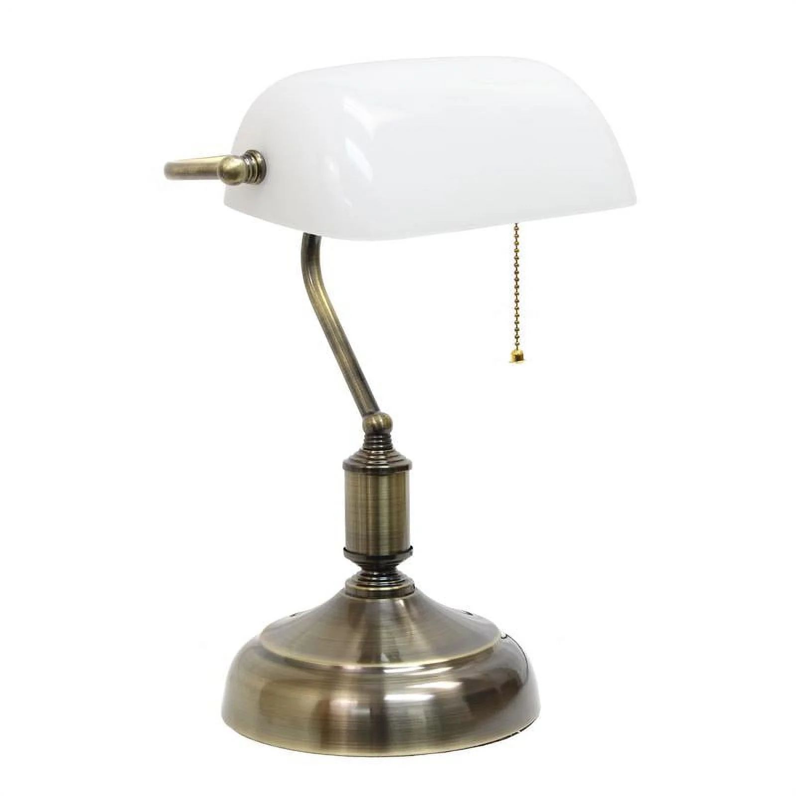 Simple Designs Executive Banker's Desk Lamp with Glass Shade, White | Walmart (US)