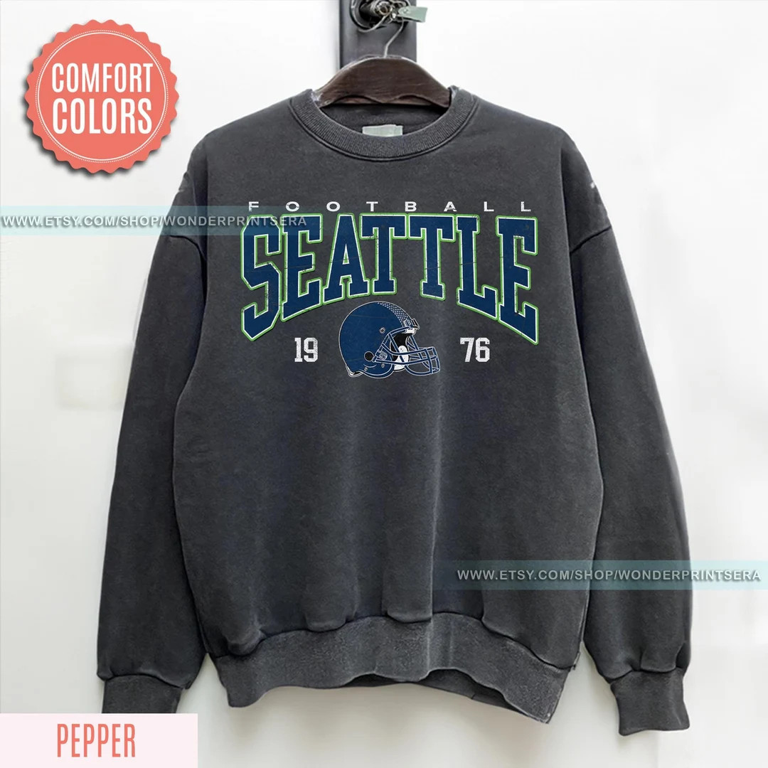 Seattle Football Vintage Style Comfort Colors Sweatshirt,seattle Football Crewneck Sweatshirt, Se... | Etsy (US)