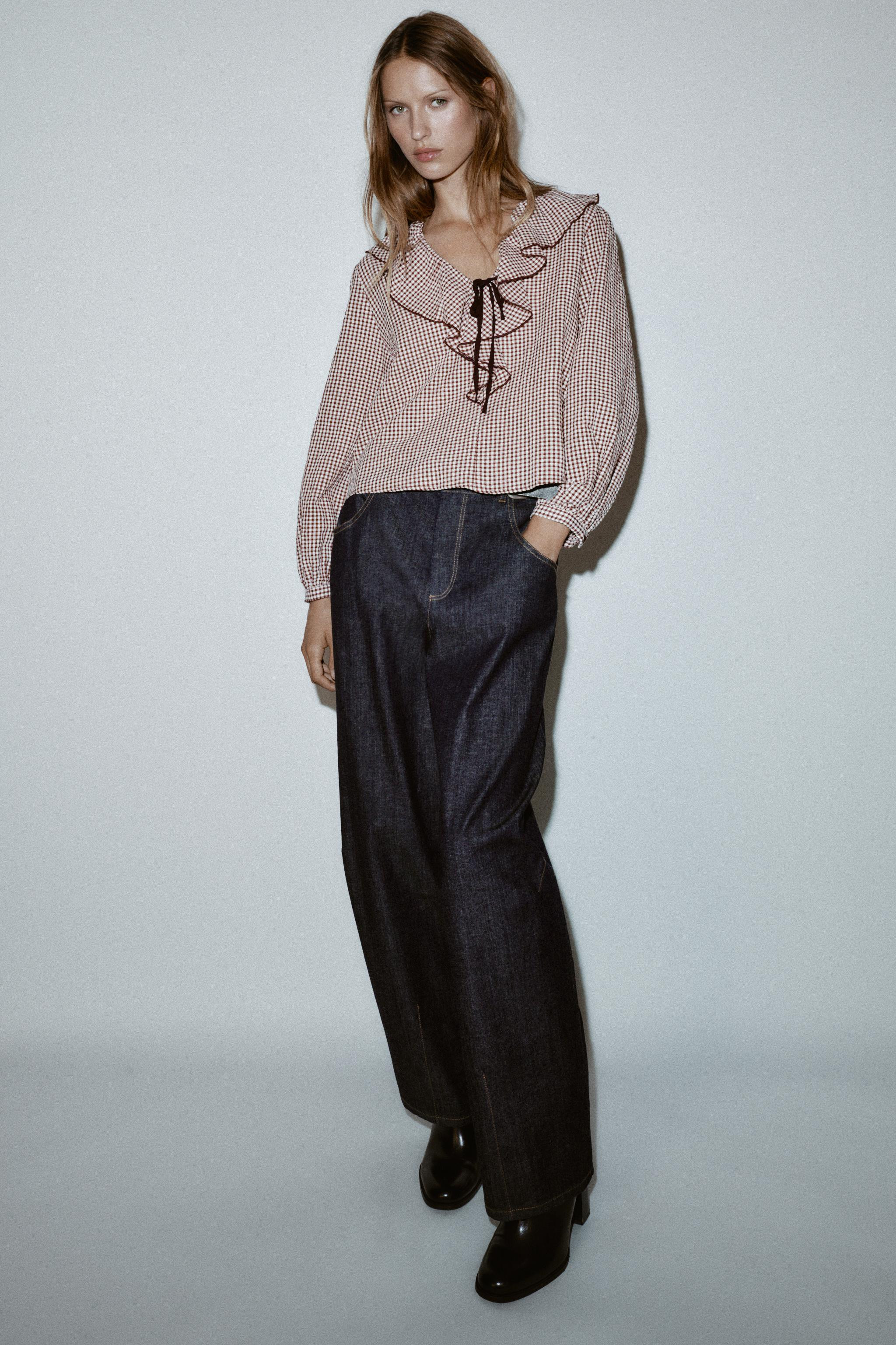 RUFFLED GINGHAM BLOUSE | Zara US