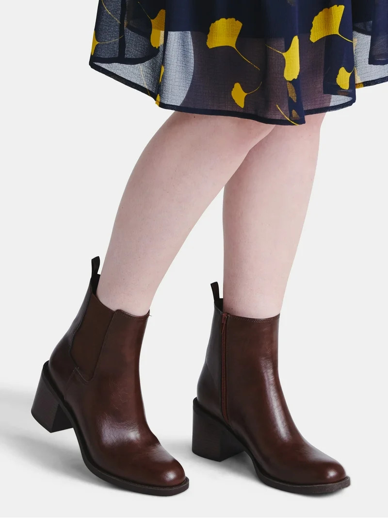 Time and True Women's Faux Leather Chelsea Boots, Sizes 6-11 - Walmart.com | Walmart (US)