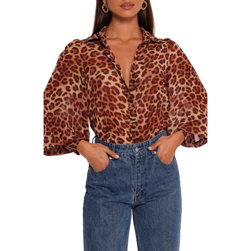 Petal & Pup Fleetwood Print Button-Up Shirt in Leopard at Nordstrom, Size Medium | Nordstrom
