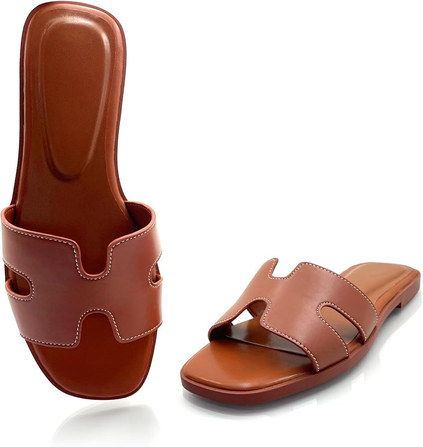 Womens Flat Sandals,Anti slip fashion sandals,Flat Slide Sandals for women,Comfy Style,women's gi... | Amazon (US)