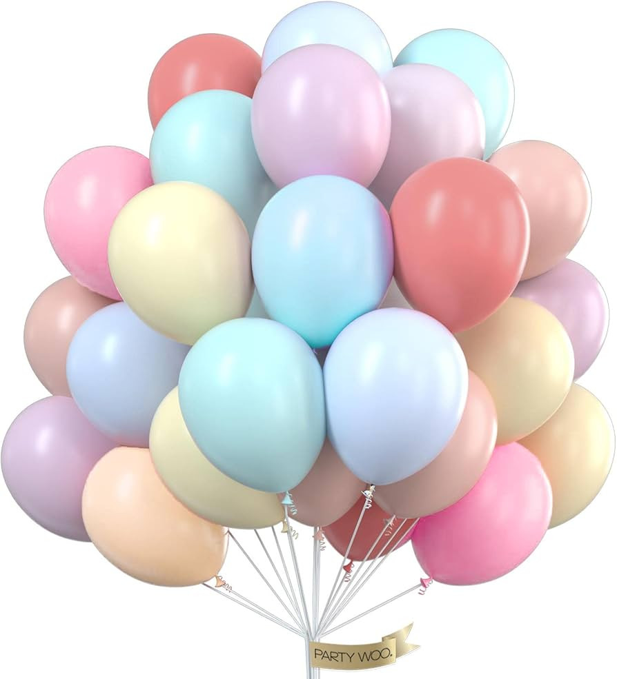 PartyWoo Pastel Balloons 50pcs 12 Inch Pastel Rainbow Latex Balloons for Baby Shower Gender Revea... | Amazon (US)
