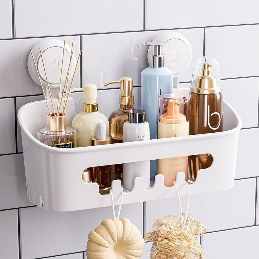 TAILI Shower Caddy with Vacuum Suction Cup Heavy Duty Drill-Free Removable Shower Shelf Storage B... | Amazon (US)