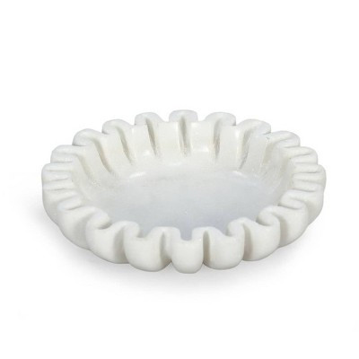 HomeRoots 6" White Marble Handmade Scalloped Trinket Tray | Target