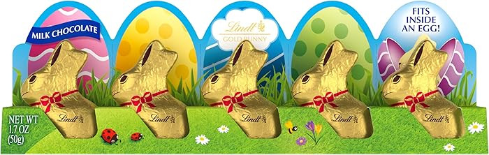 Lindt GOLD BUNNY Milk Chocolate, Hollow Mini Milk Chocolate Easter Candy Bunny, 1.7 oz., 5-Pack | Amazon (US)