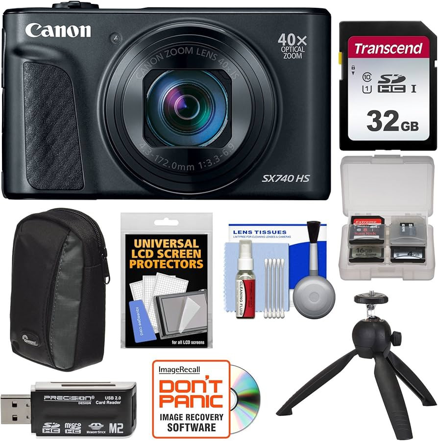 Canon PowerShot SX740 HS Wi-Fi 4K Digital Camera (Black) with 32GB Card + Case + Tripod + Kit (Re... | Amazon (US)