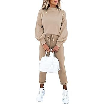 ETCYY NEW Women's 2 Piece Lounge Sets Outfits Long Sleeve Sweatshirt and Sweatpants Sweatsuit | Amazon (US)