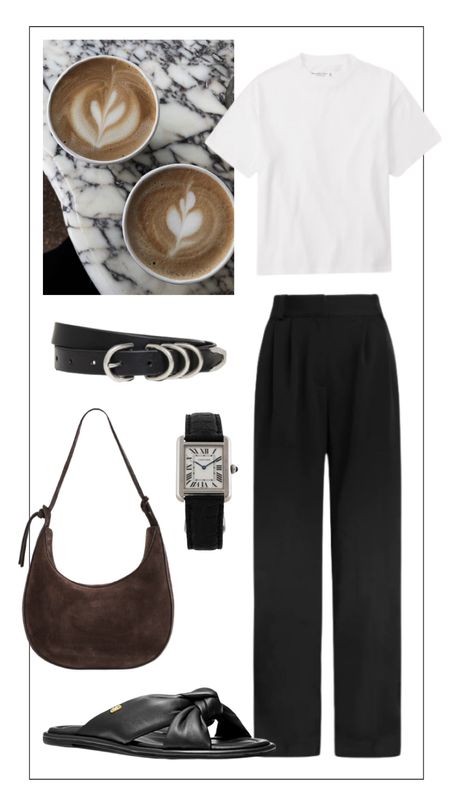 White Tee & Trouser Look // Black Belt // Brown Bag

#LTKstyletip #LTKSeasonal