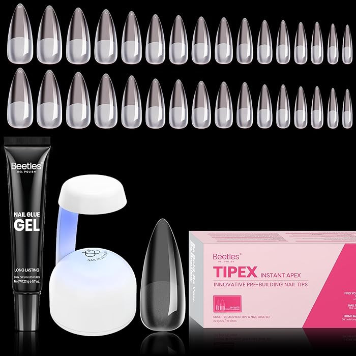 Beetles Tipex Instant Apex Nail Tips Kit, Stiletto Medium, 224 Pcs 16 Sizes Pre-Building Pre-Etch... | Amazon (US)