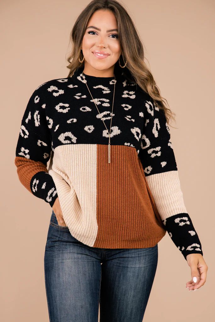 See You Soon Black Colorblock Sweater | The Mint Julep Boutique