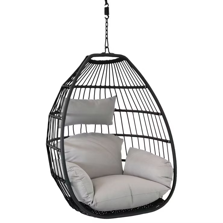 Sunnydaze Outdoor Resin Wicker Delaney Hanging Basket Egg Chair Swing with Cushions and Headrest ... | Target