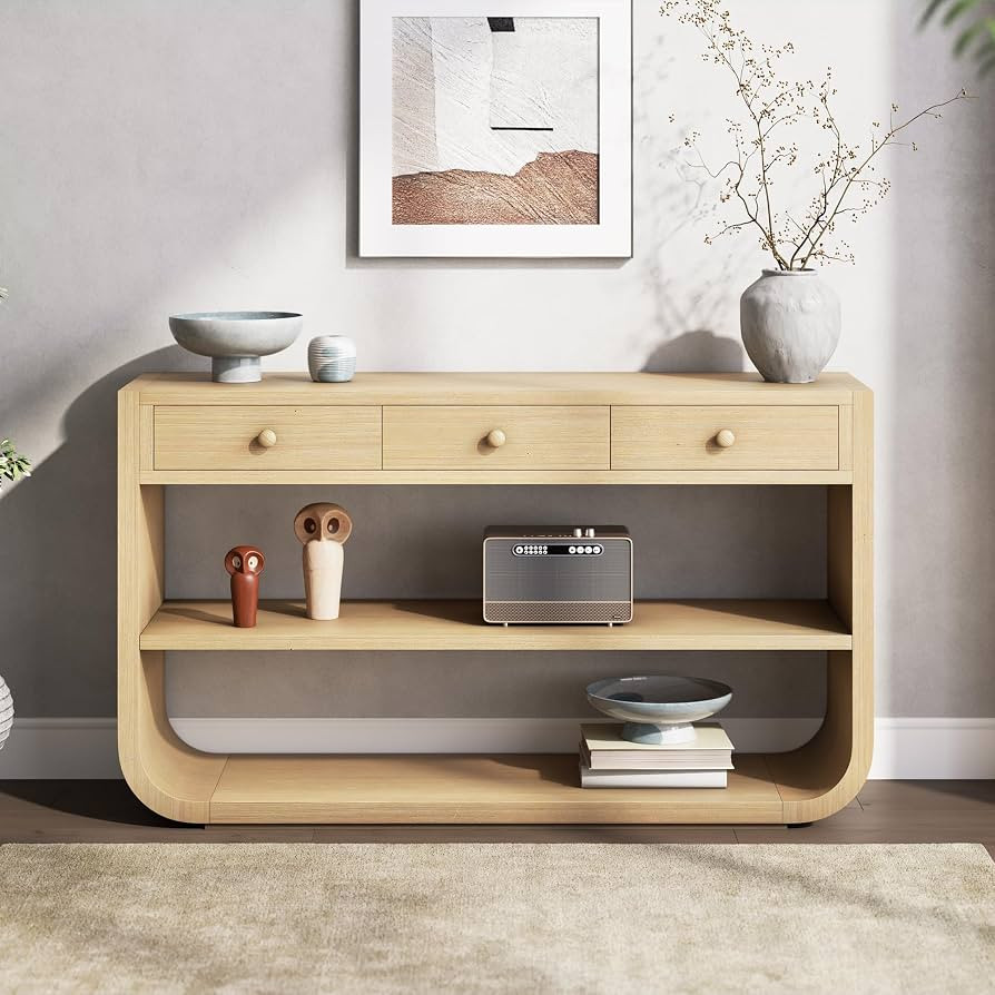 Christopher Knight Home Brammy Modern Console Table with Drawers & 2 Open Shelves, Narrow Wooden ... | Amazon (US)