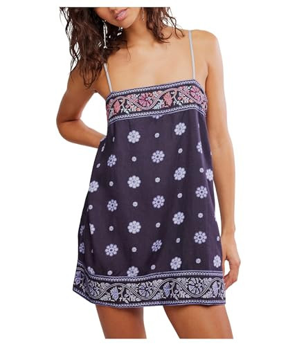 Free People, Womens, Bali Take Me with You Mini Dress, Indigo Combo, Medium | Amazon (US)