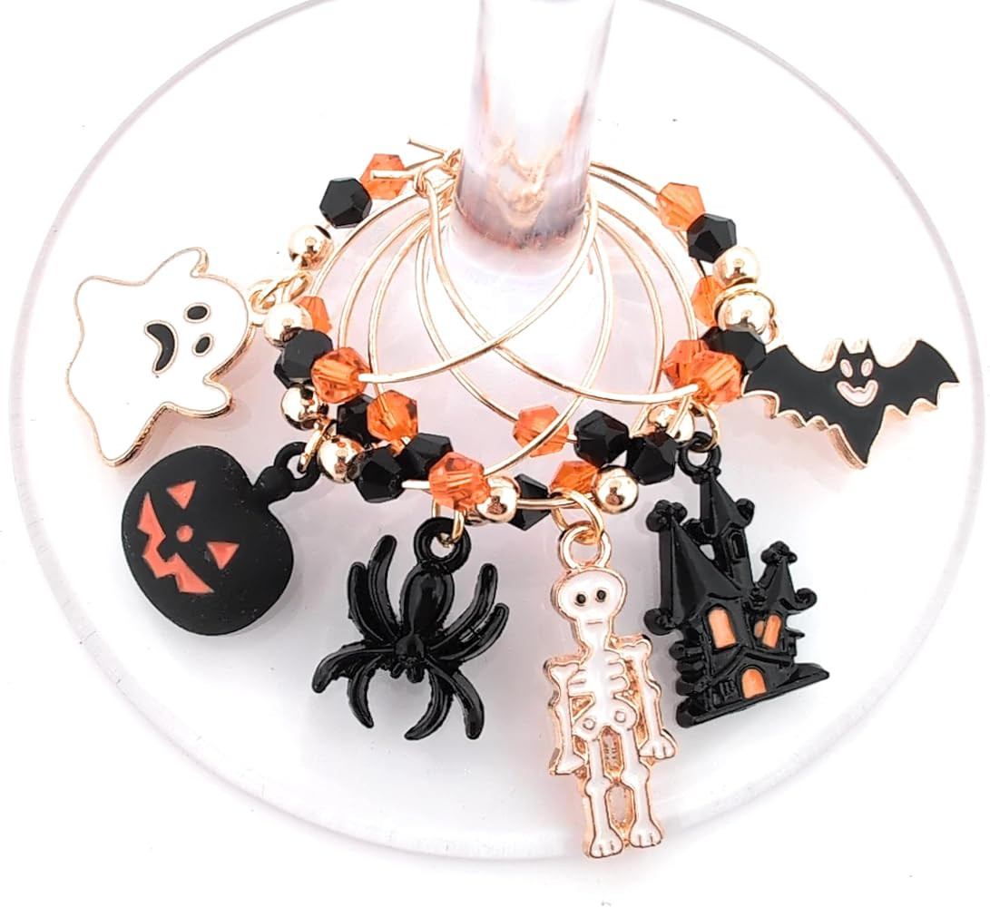 Halloween Wine Glass Charms - Ghost, Pumpkin, Witch hat, Identifier Tags - Halloween Glass Marker... | Amazon (US)