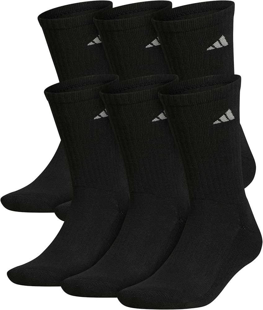adidas Men's Athletic Cushioned 6-Pack Crew, Cushioned Crew Socks with Arch Compression for a Sec... | Amazon (US)