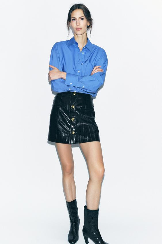 ZW COLLECTION FAUX LEATHER SHORT SKIRT | Zara US