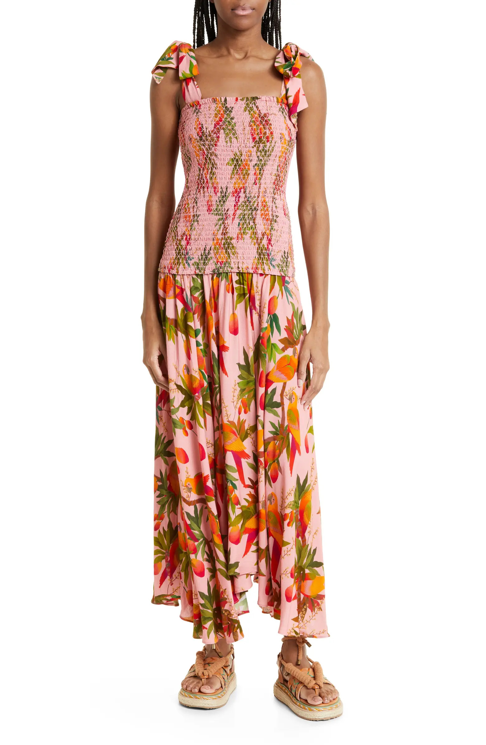 Mango Trees Smocked Bodice Midi Dress | Nordstrom