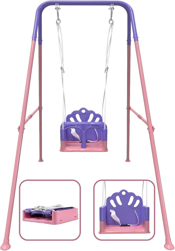 Foldable Toddler Swing Set, Indoor & Outdoor Baby Swing Set for Backyard, Safe and Durable Design... | Amazon (US)