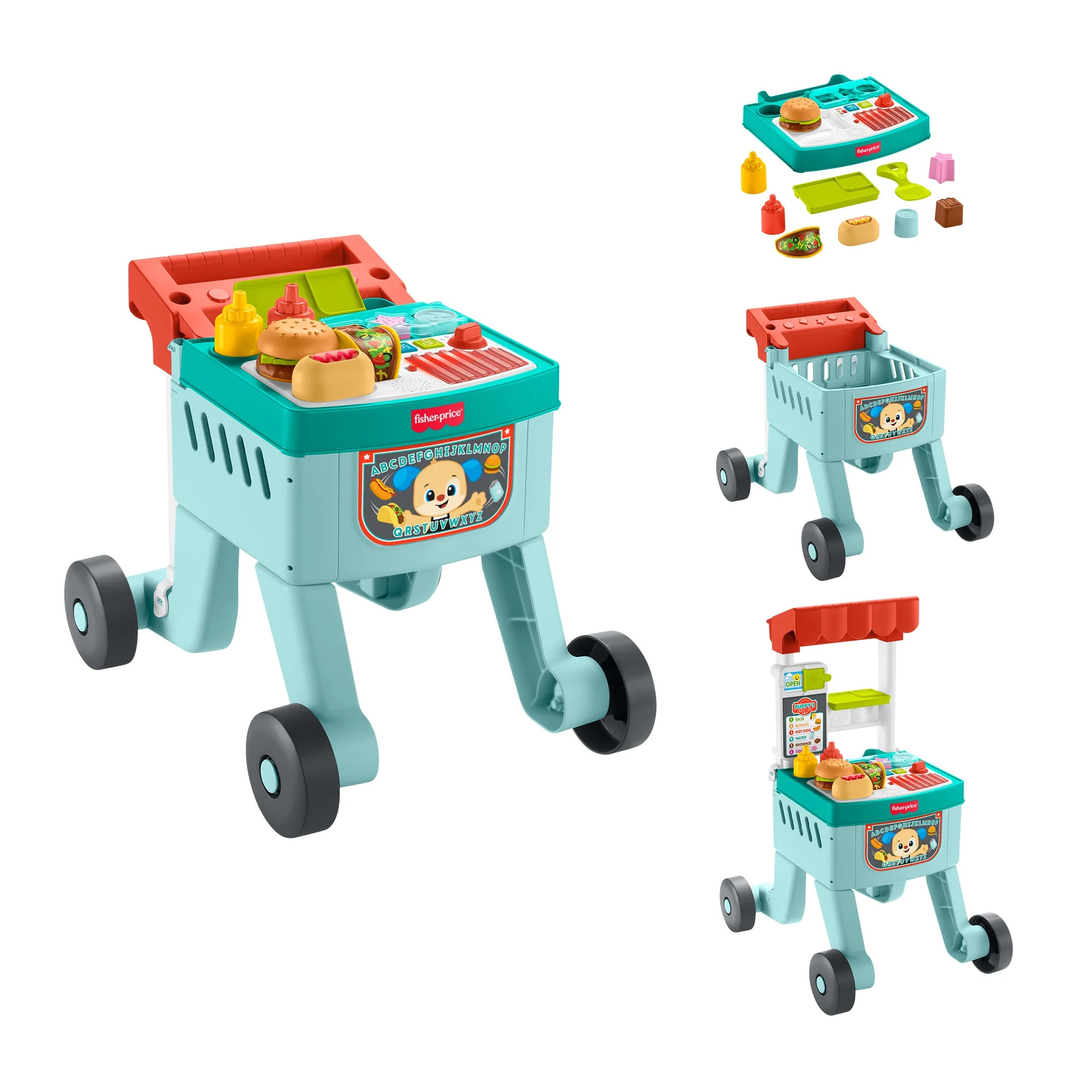 Fisher-Price Laugh & Learn 4-in-1 Snack Cart Baby Walker & Toddler Learning Toy with 14 Play Piec... | Walmart (US)