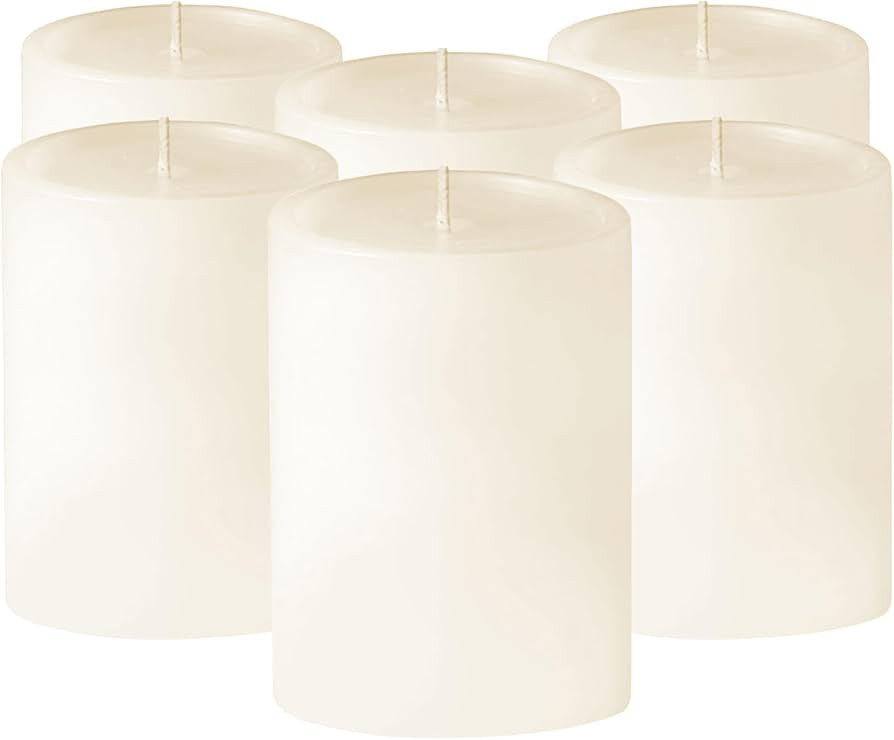Simply Soson 3x4 inch Ivory Pillar Candles Set of 6, Smooth Texture, Unscented Ivory Candles, Dri... | Amazon (US)