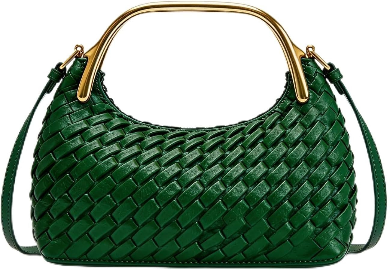 Woven Handbag for Women Trendy Top Handle Purse Designer Leather Shoulder Hobo Bag with Adjustabl... | Amazon (US)