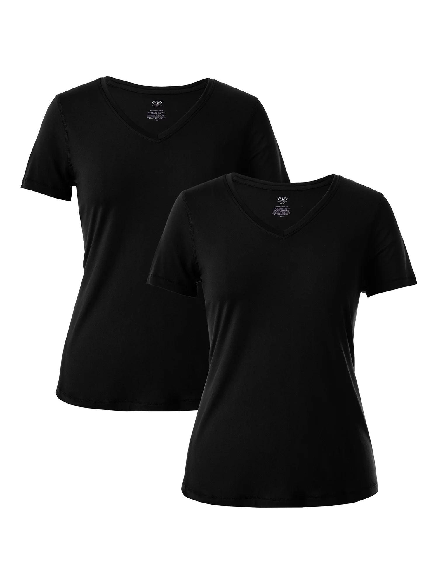 Athletic Works Women's Core Active Short Sleeve V-Neck T-Shirt, 2-Pack | Walmart (US)