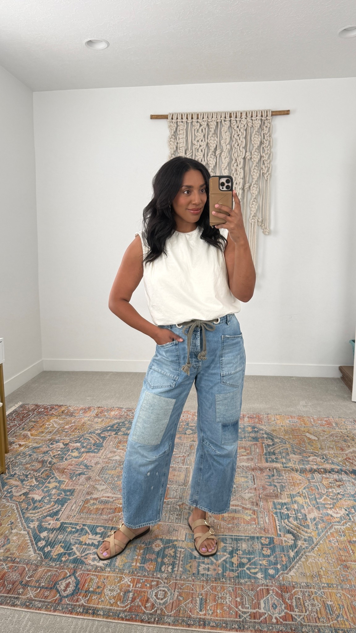 What I’m wearing today! Size XL in top (old Bohme) and 29 in jeans. Sandals TTS!
Free people, barrel jeans, target @Target 

#LTKootd #LTKSaleAlert #LTKMidsize