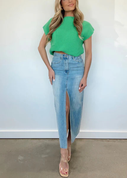 Isla Denim Maxi Skirt | Lane 201 Boutique