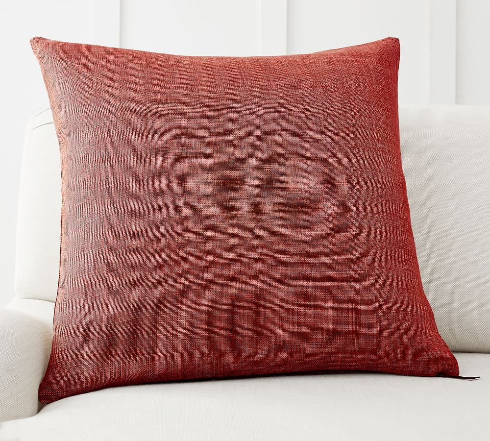 Belgian Linen Pillow Cover, 24 x 24&amp;quot;, Red | Pottery Barn (US)