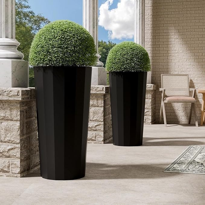 23.6" Tall Outdoor Planters Set of 2, Large Planters for Outdoor Plants for Porch Decor with Drai... | Amazon (US)