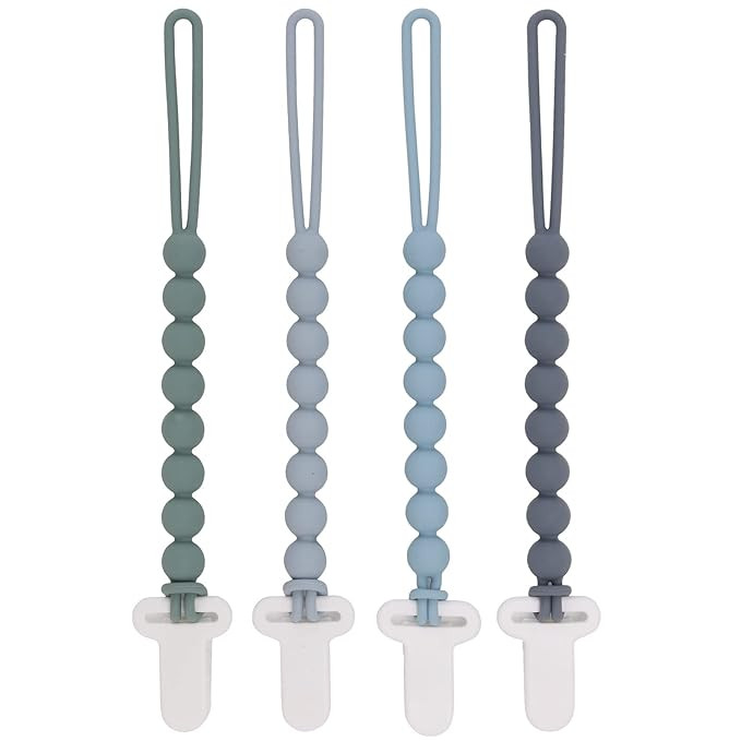 4-Pack Silicone Pacifier Clips with One-Piece Beads for Baby Boys and Girls - Flexible and Rust-F... | Amazon (US)